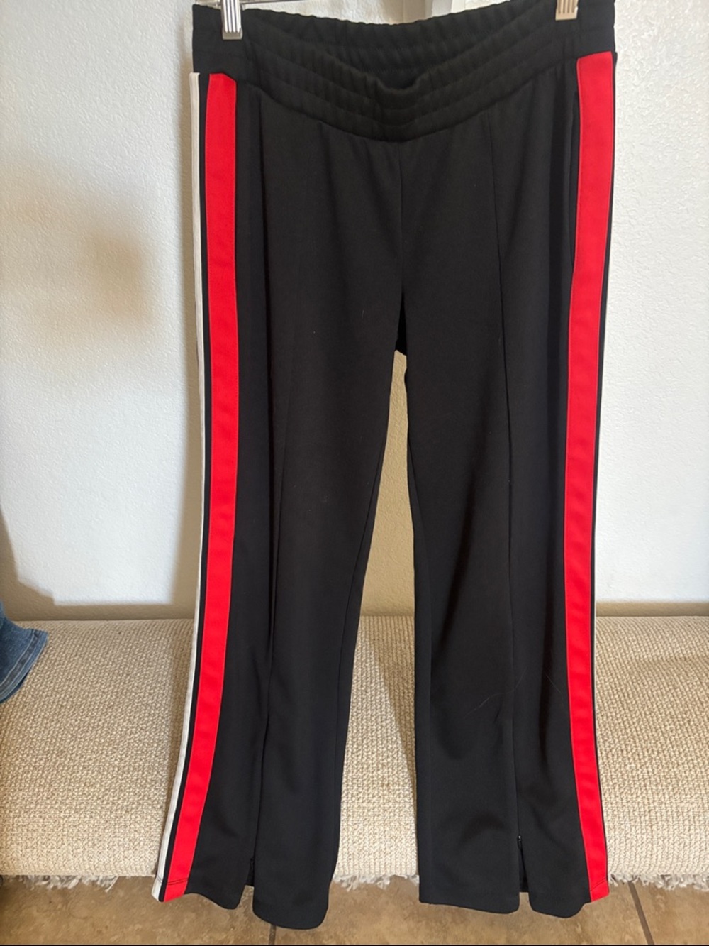 Wild Fable Black Pants with Red/white side stripes. Front ankle zippers